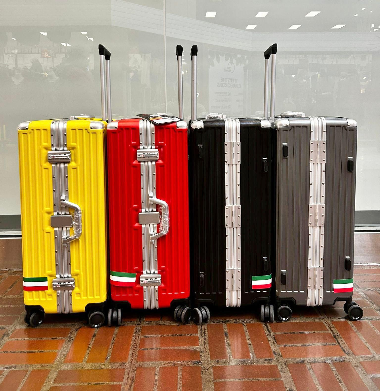 Tucci Italy Aluminum Frame Luggage — Yellow, Red, Black & Grey